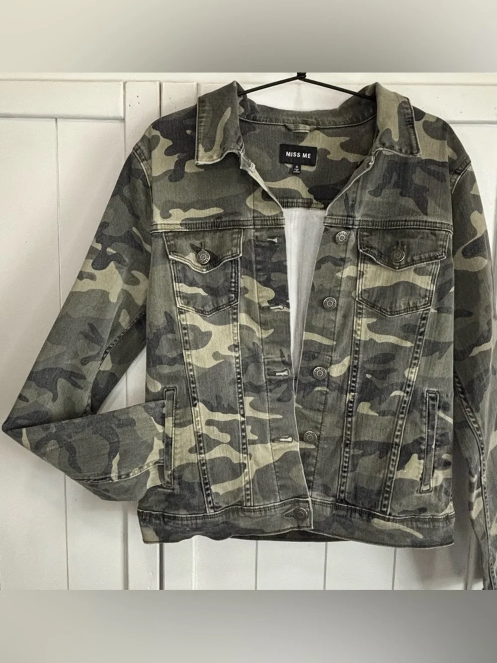 MISS ME CAMO JACKET • SIZE Small • STRETCH DENIM - Picture 4 of 13